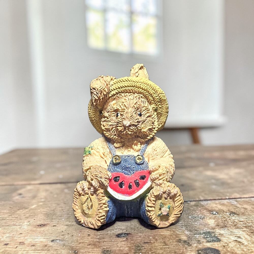 Vintage Resin Bunny Figurine Blue Overalls Estate Find Great Vintage Condition